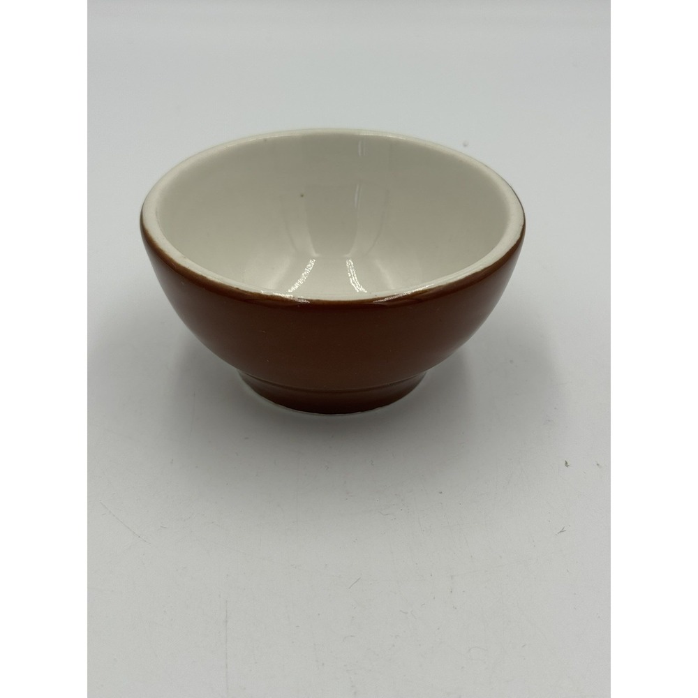 Hall China Vintage Brown & White Ceramic Bowl 4" Dia MPN 561 Mid-Century